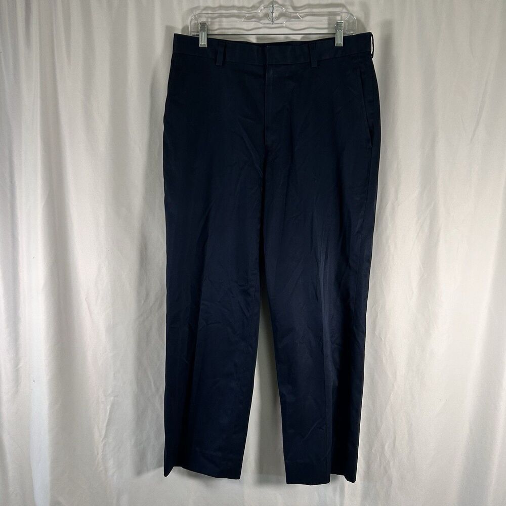 Jos A Bank Stay Cool Pants Men's 34x27 Blue Flat Front Slash Pocket 100% Cotton